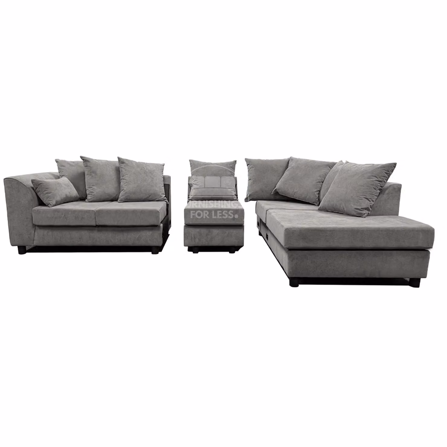 Furnishings For Less UK Casper Chenille 5 Seater L Shaped Corner Sofa, Right Hand Facing, Grey – 4