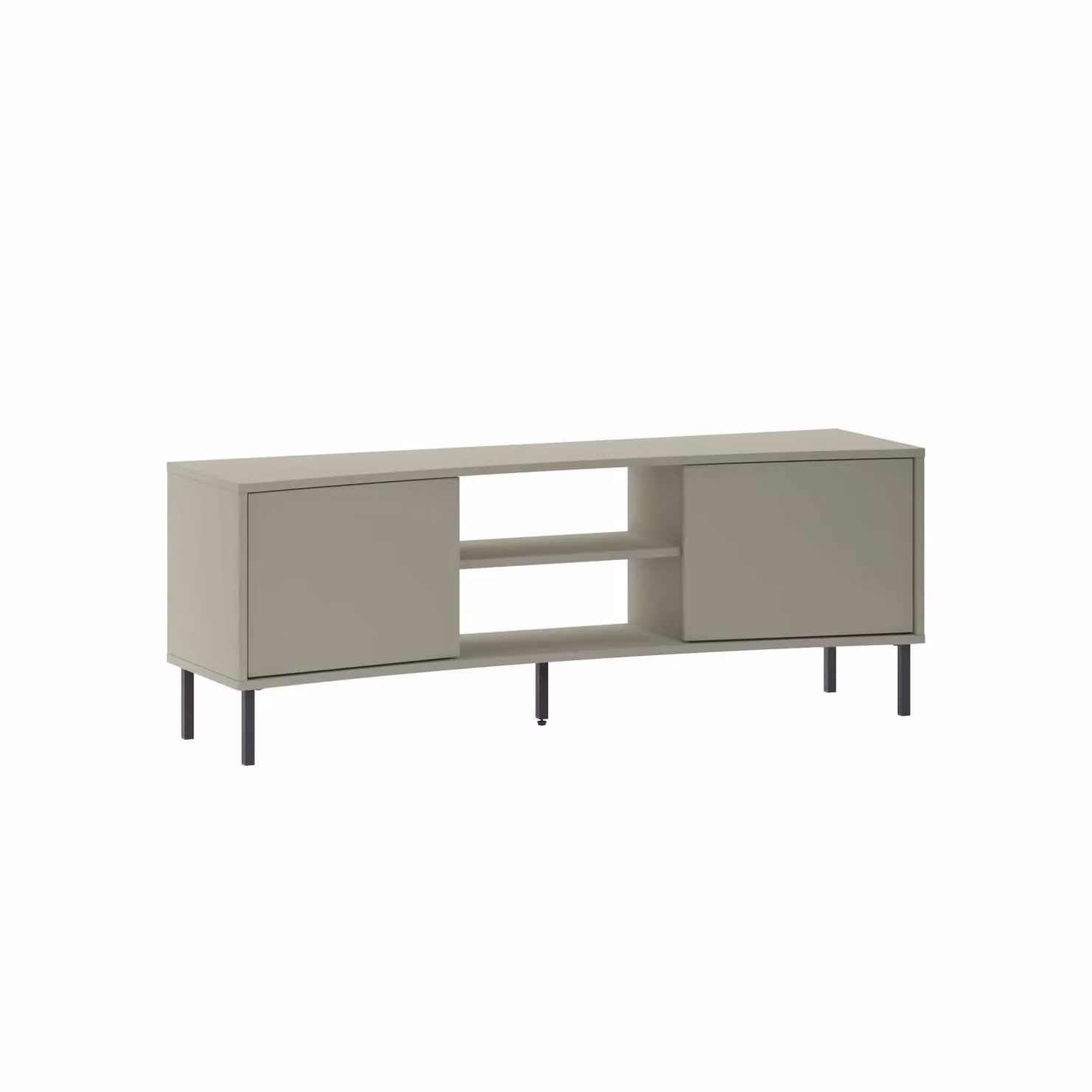 FWStyle Modern 2 Door Curved TV Unit Stand in Ash Green and Black – 2