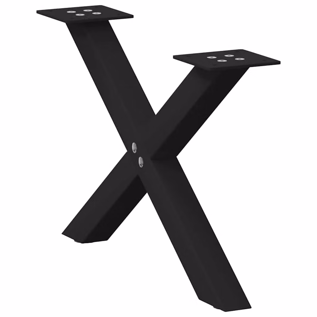 Berkfield Home X-Shaped Coffee Table Legs, 2 Piece Set, Black Steel, H: 60 cm, W: 31 cm – 4