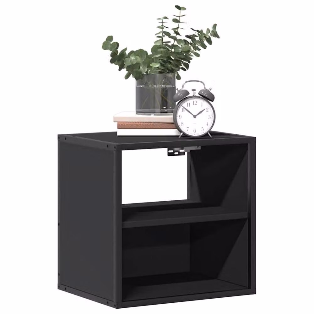 Berkfield Home Wall-mounted Bedside Cabinet in Black, W: 40 cm, D: 31 cm, H: 39.5 cm – 4