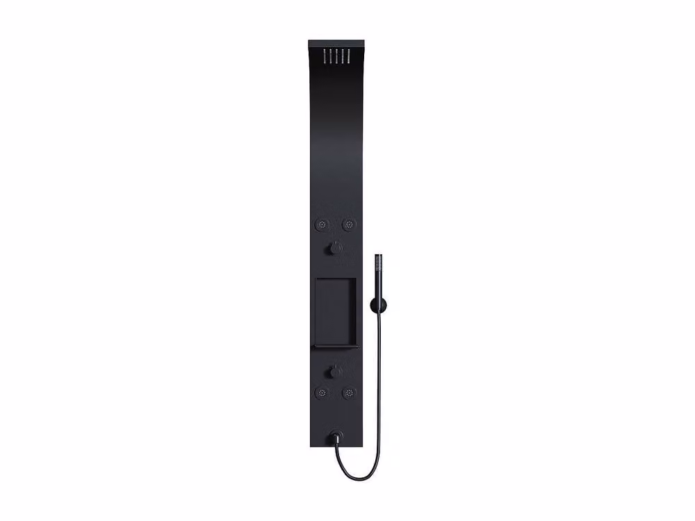 Roana Stainless Steel Hydromassage Shower Column with Rain and Hand Shower in Matte Black, H: 140 cm x W: 20 cm – 2