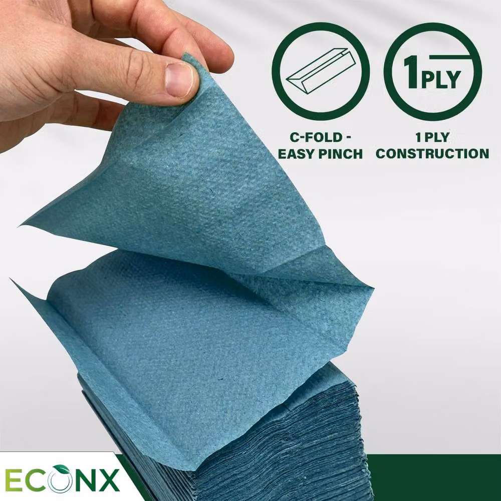 ECONX C Fold Blue Disposable 1 Ply Paper Hand Towels, Pack of 2400 – 2