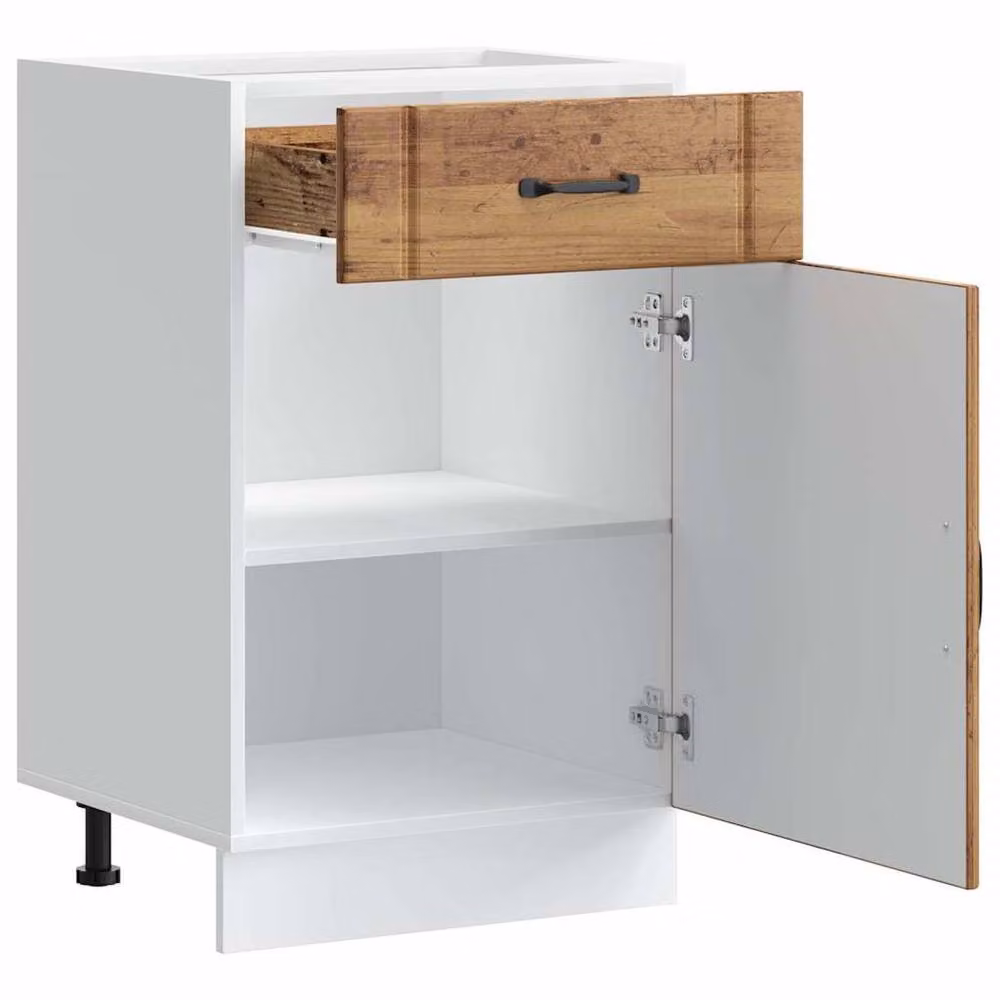 Berkfield Home Lucca Kitchen Base Cabinet in Brown Old Wood Engineered Wood, H: 81.5 x W: 50.0 x D: 46.0 cm – 3