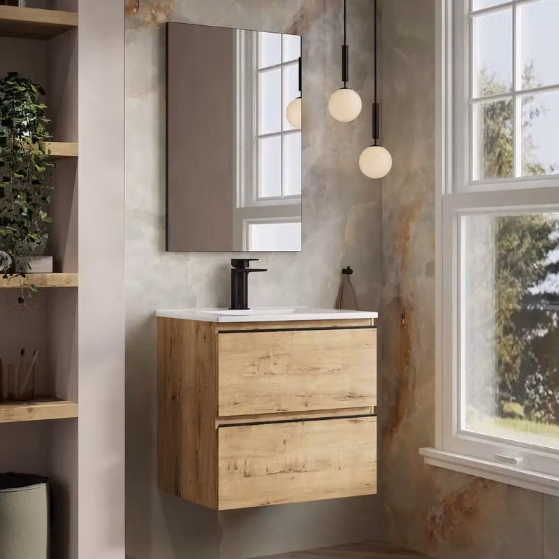 Banyetti Vatilla 600mm Wall Hung Vanity Unit with Lira Basin in Ostippo Light Oak – 3
