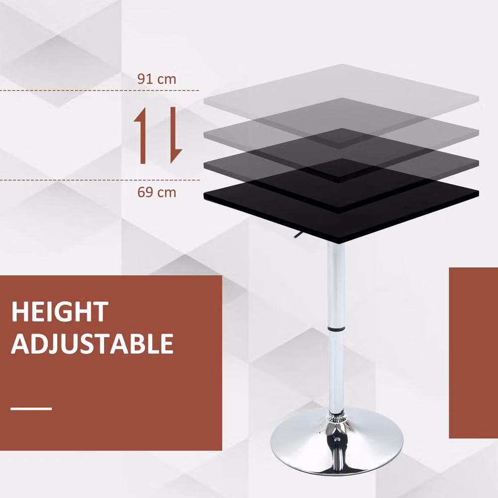 STILVORA Adjustable Height Bar Table with Black Steel Base and MDF Top – 4