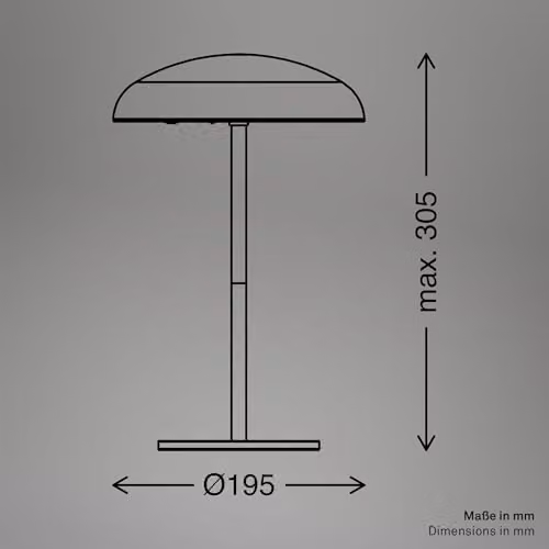 Briloner Rechargeable LED Table Lamp with Touch Dimming, IP44 Rated, Black and Gold/Brass, H x W x D: 30.5 x 19.5 x 19.5 cm – 6