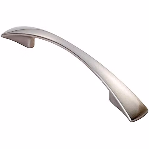 Loops Tapered Curved Bow Pull Handle in Brushed Silver, W: 138 mm, D: 16 mm, Fixing Centres: 96 mm