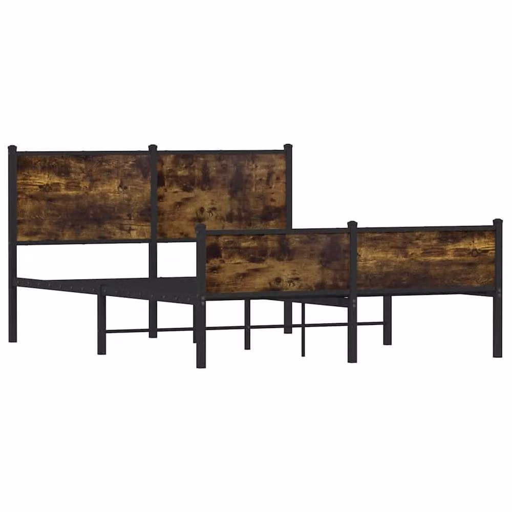 Berkfield Home Metal Bed Frame in Smoked Oak Brown, W: 140 cm, L: 200 cm – 3