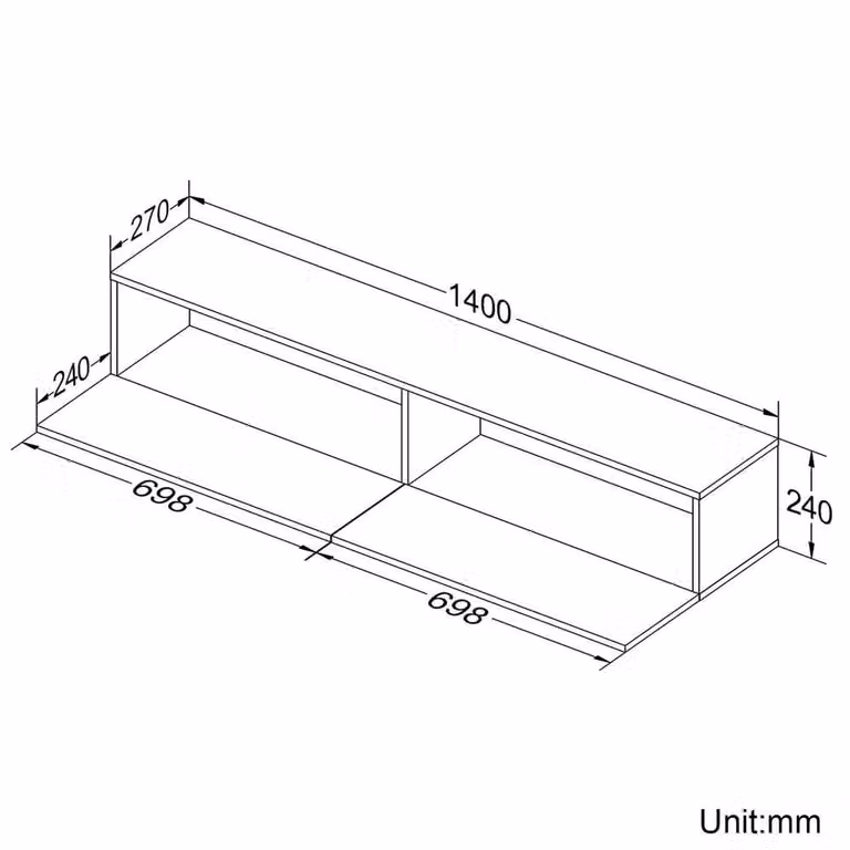 FORGEVIO Floating TV Unit Wall Mounted Cabinet in White Glossy Finish