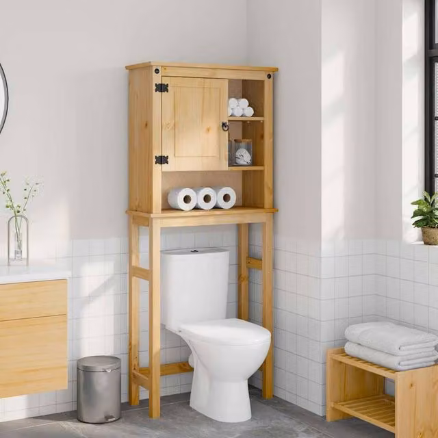 Berkfield Home Corona Bathroom Washing Machine Cabinet in Brown Solid Pine Wood