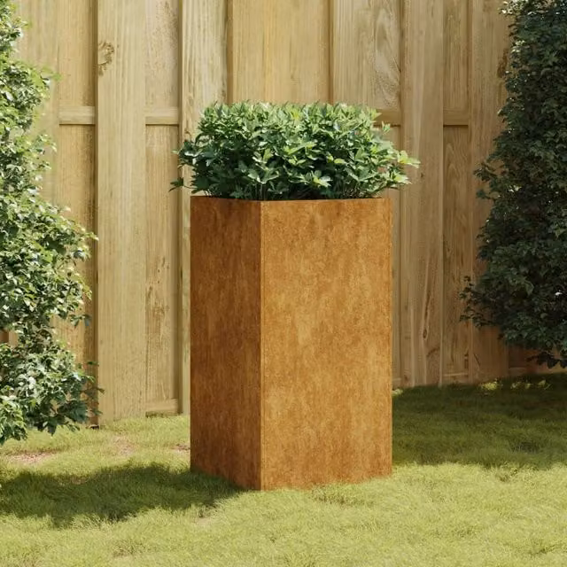 Berkfield Home Brown Corten Steel Planter Tub, W/D/H: 40 x 40 x 80 cm