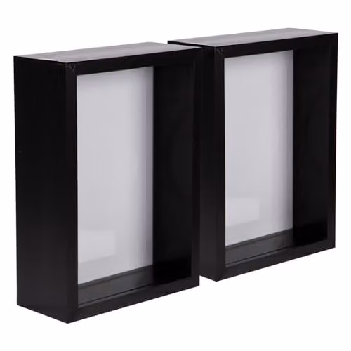 Nicola Spring 3D Shadow Box Photo Frames, Pack of 2, Black, Rectangular, W/H: 19.0 x 14.0 cm