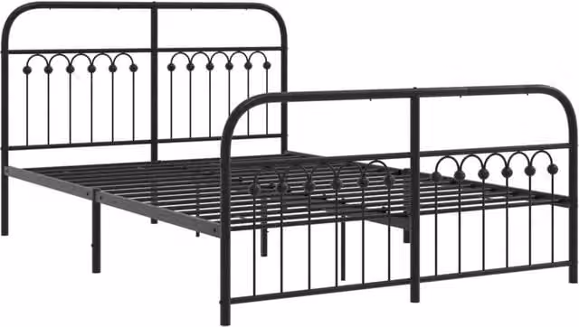 Berkfield Home Metal Bed Frame with Footboard, Black, W: 137 cm, L: 190 cm – 1