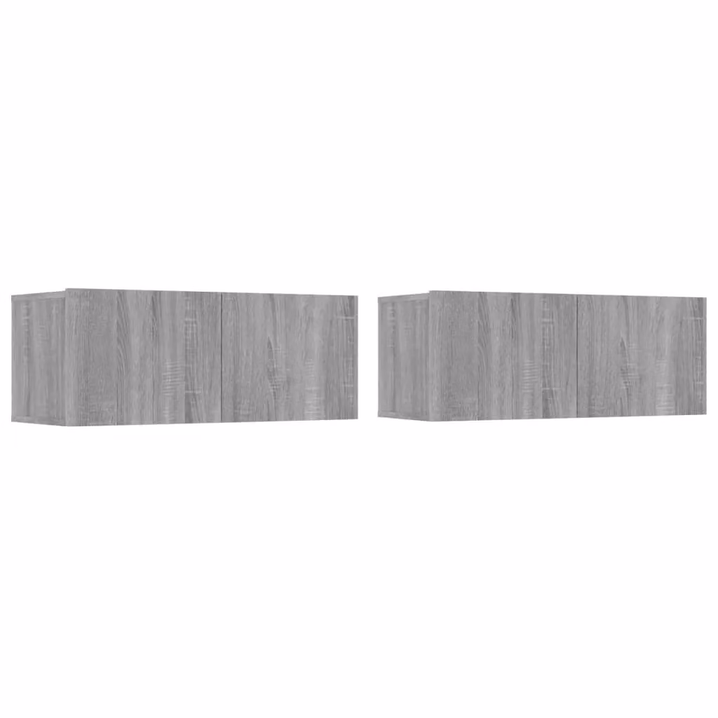 Berkfield Home Set of 2 Wall Mounted TV Cabinets in Grey Sonoma, W/D/H: 80 x 30 x 30 cm – 2