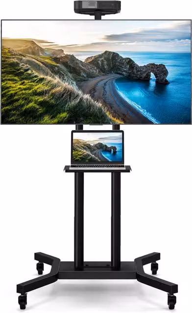 COSTWAY Modern Black Metal Portable Television Stand