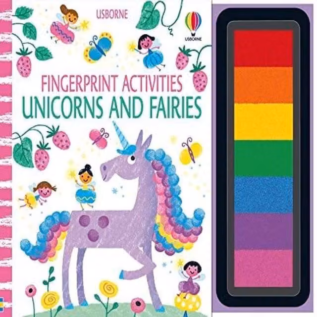 Fiona Watt Fingerprint Activities Unicorns and Fairies Spiral Bound Multicolour Paper Book