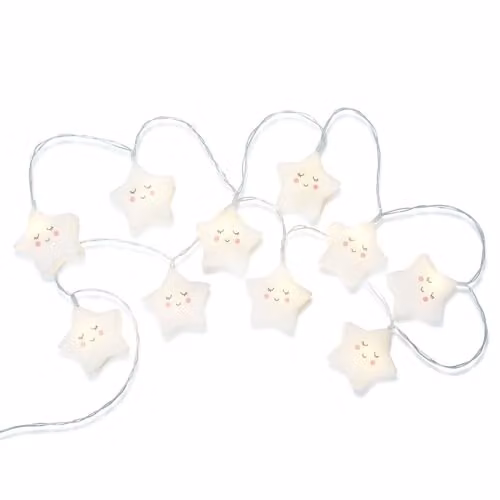 ValueLights Set of 10 Battery Powered Warm White LED Star String Lights in White