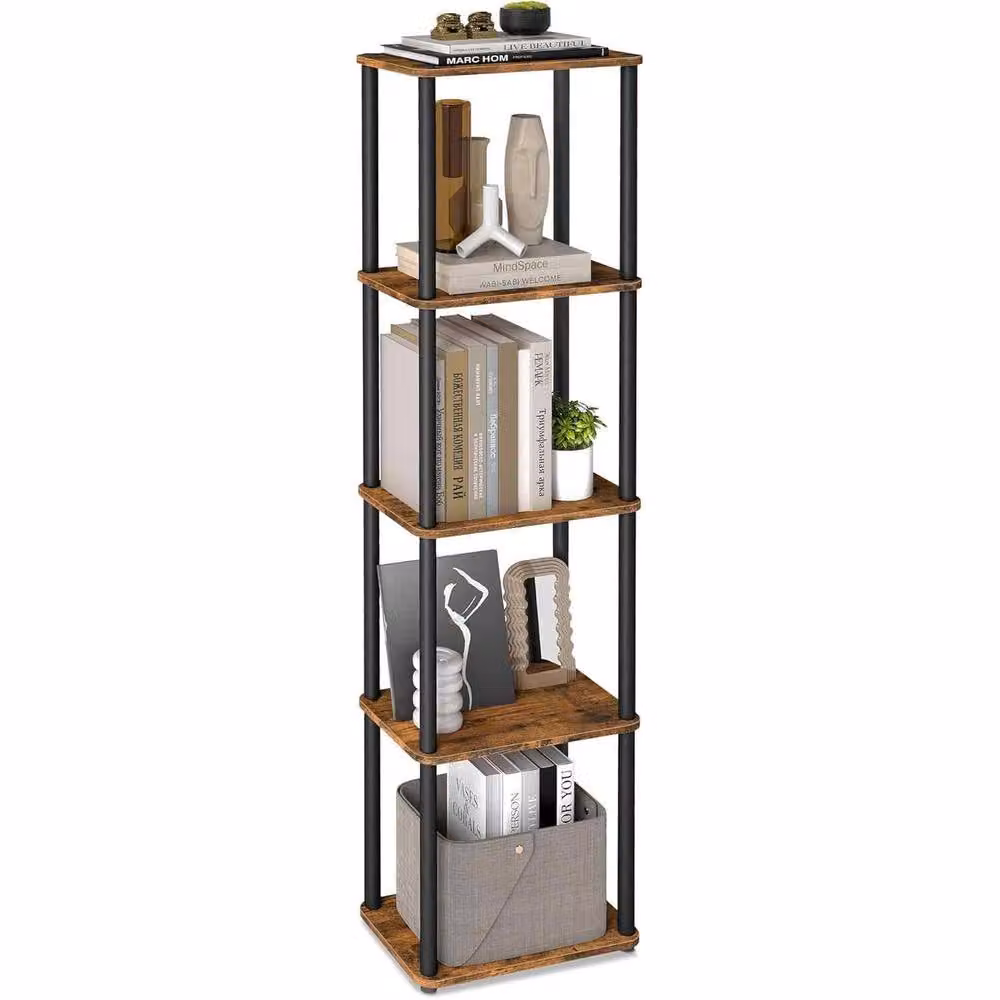The Bazaarist 5 Tier Metal Storage Shelf in Brown and Black – 2