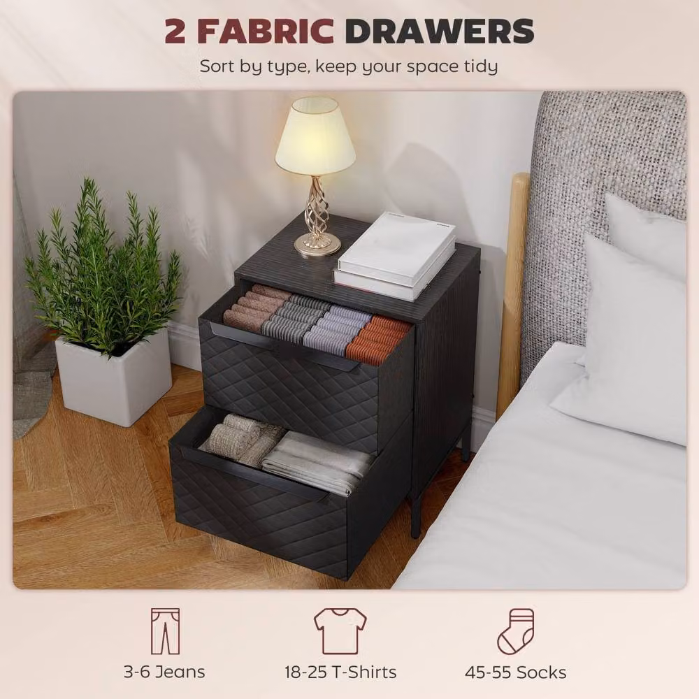 Wyld Haus Nomiba 2 Drawer Fabric Storage Unit in Black – 4
