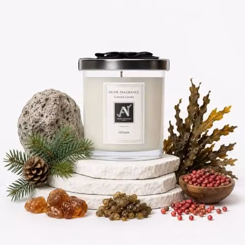 Aroma Naturals Minimalist Luxe Infame Scented Candle in White