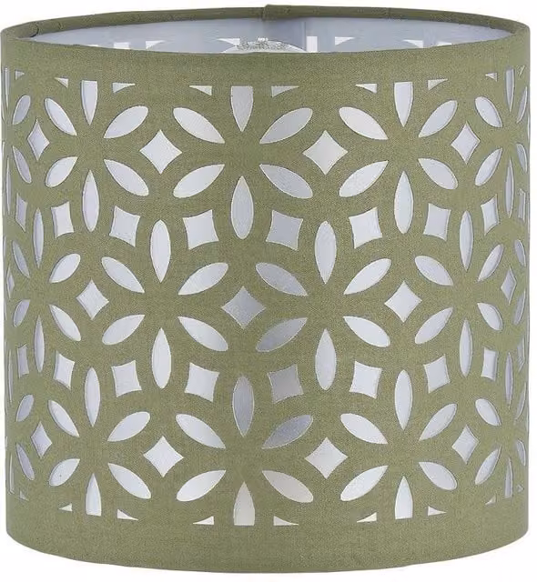 First Choice Lighting Green Fabric Cylinder Table Lamp Shade, Diameter: 15.5 cm