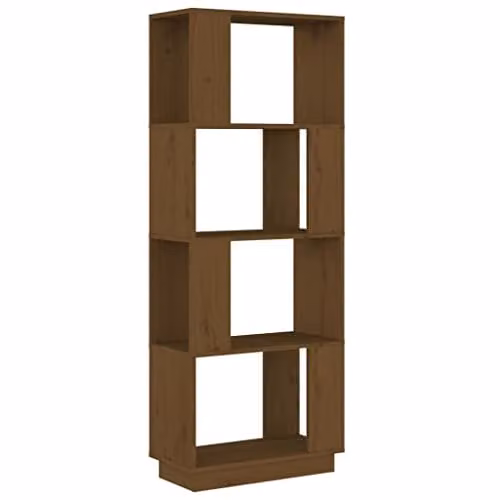 vidaXL Solid Wood Pine Book Cabinet and Room Divider in Brown – 1
