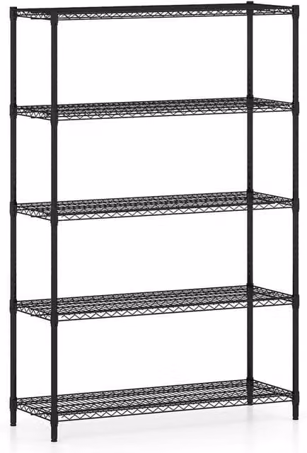 VOGREX 5-Tier Adjustable Metal Wire Storage Shelving Unit in Black