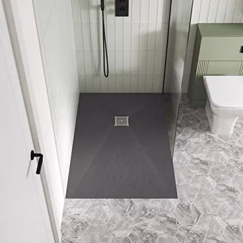 nuie NLT71033 Modern Slimline Rectangular Shower Tray, Slate Grey, W: 140 cm, D: 80 cm – 2