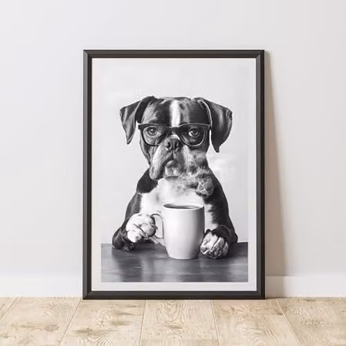 60 Second Makeover Funny Boxer Drinking Coffee Paper Poster, A4, Multicolour