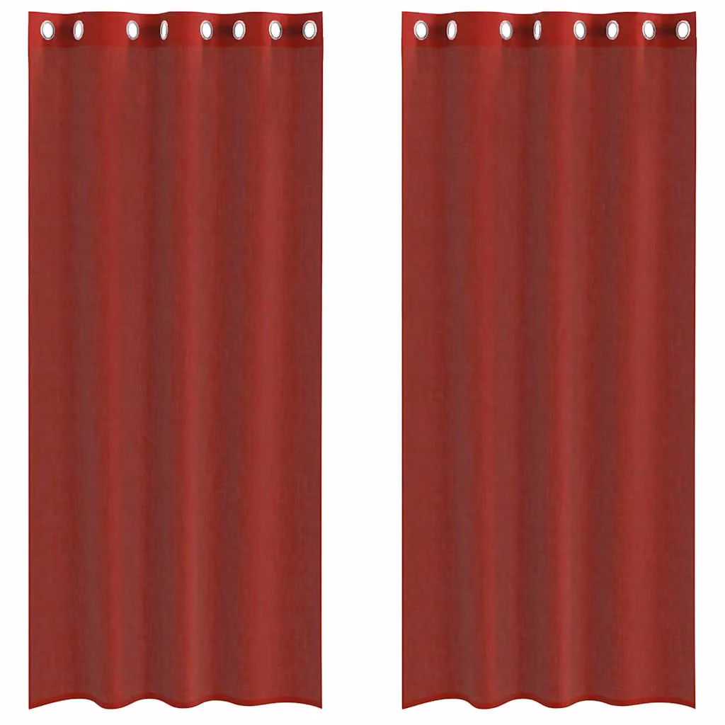Berkfield Home Red Plain Voile Eyelet Curtains, 2 Pack – 2