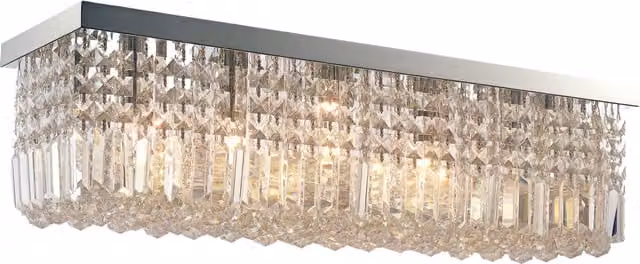 HOMCOM Modern Square Crystal Ceiling Light in Silver with E14 Base, W/D/H: 80 x 25 x 23 cm