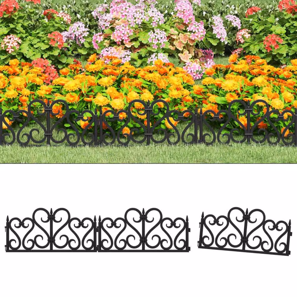 Berkfield Home Black Plastic Lawn Edging, 17 Pieces, 10 m – 2