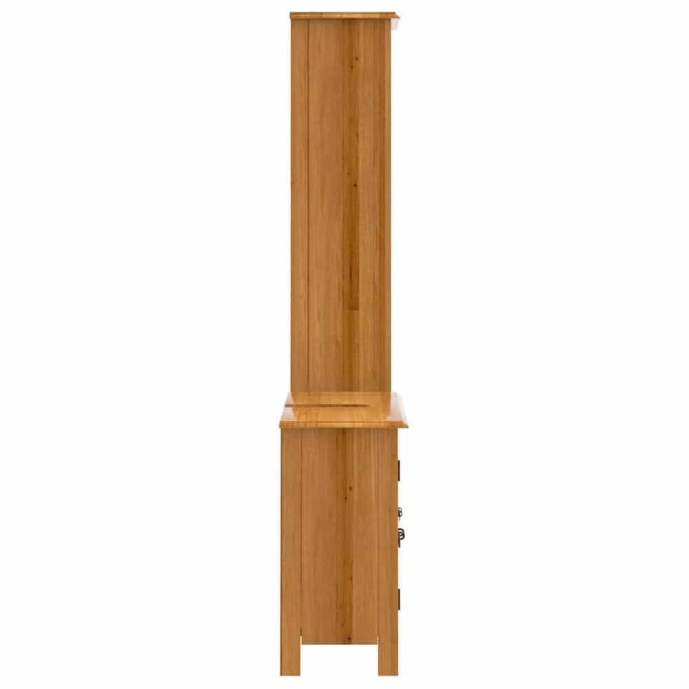 Berkfield Home 2 Piece Rustic Brown Solid Wood Pine Bathroom Furniture Set with Vanity Unit and Hinged Doors – 3