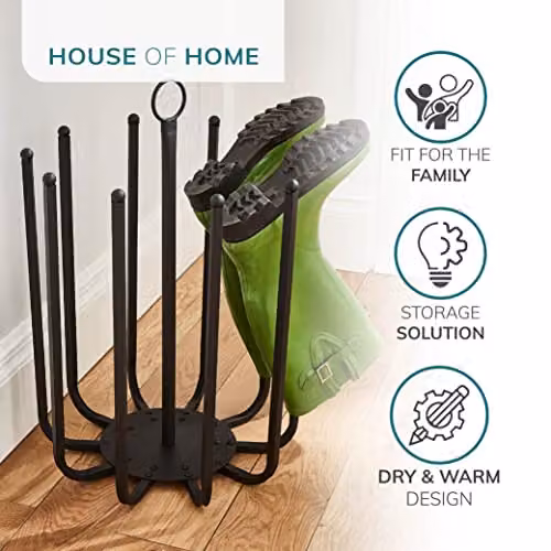 Direct Online Houseware Black Round 5 Pair Boot and Welly Shoe Rack, W/D/H: 43 x 43 x 56 cm – 2