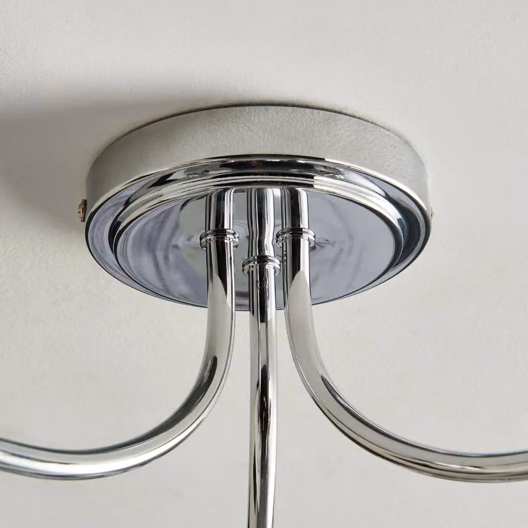 Pagazzi Hamilton 3 Light Semi Flush Ceiling Light in Polished Chrome and Silver – 2