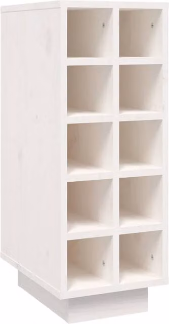 Berkfield Home Rustic White Solid Pine Wine Cabinet with Bottle Rack W/D/H: 23 x 34 x 61 cm