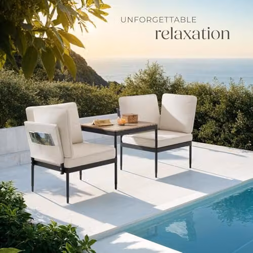 tectake 5-in-1 Modular Garden Furniture Set with Anthracite Powder Coated Aluminium Frame and Beige Upholstered Cushions – 6