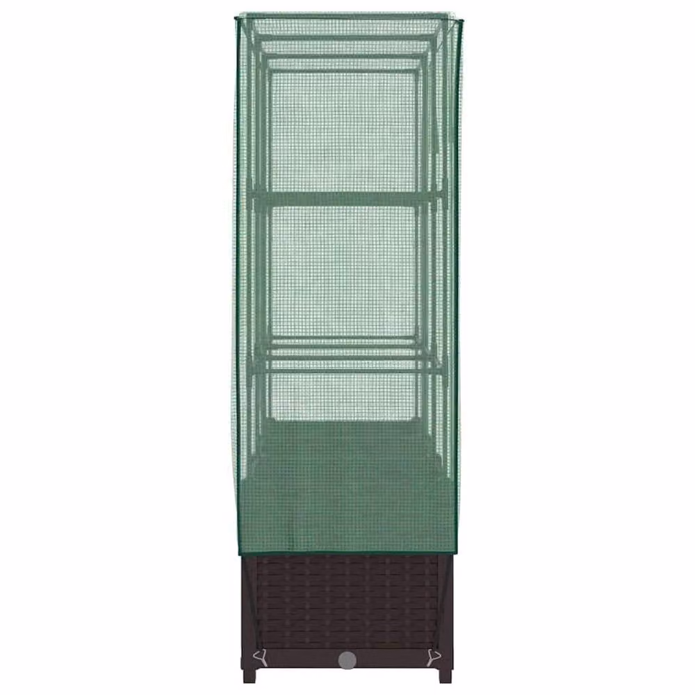 Berkfield Home Raised Bed with Greenhouse Cover in Brown Rattan Look, W/D/H: 120 x 40 x 138 cm – 4