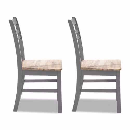 Statement Furniture Florence Country Style Wooden Dining Chairs Set of 2 in Grey with Acacia and Pine Wood – 1