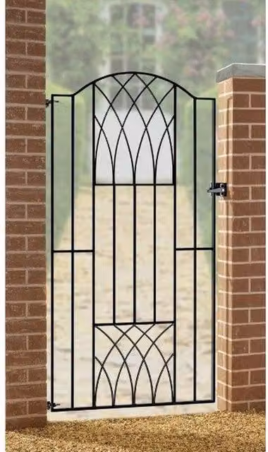 Burbage Iron Craft Abbey Modern Verona Tall Bow Top Single Gate in Black, W: 95.5 cm, H: 179.8 cm – 1