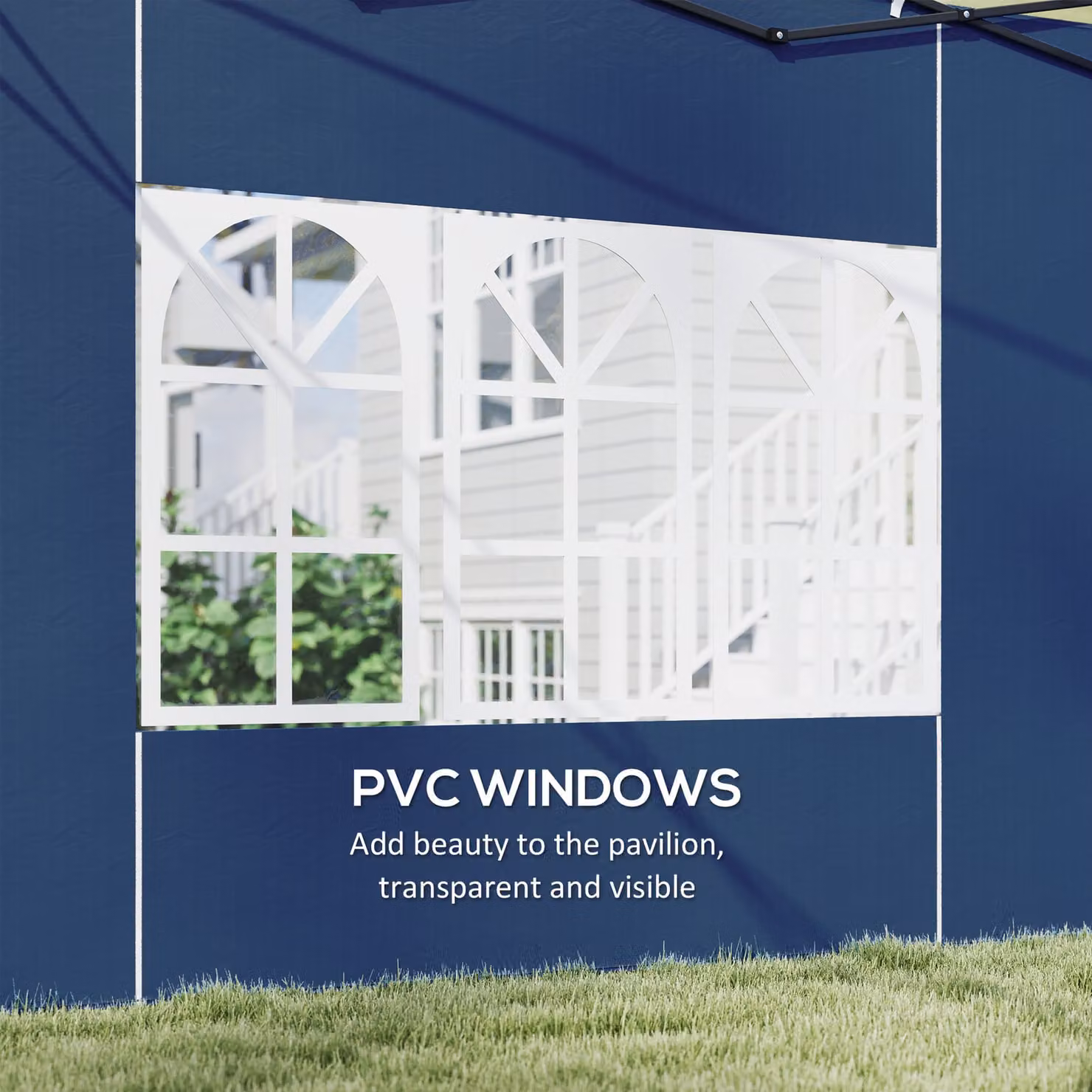 Outsunny Set of Two Blue Gazebo Frame Replacement Walls, W 300 x D 300 x H 193 cm – 6