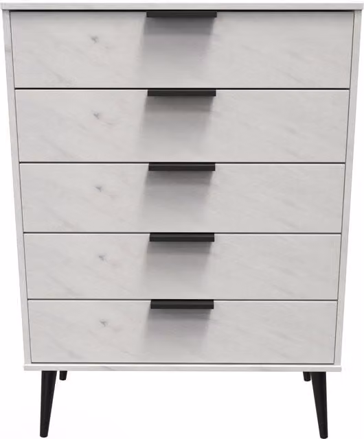 Ready Assembled 2 U Fuji 5 Drawer Chest in Off-White – 1
