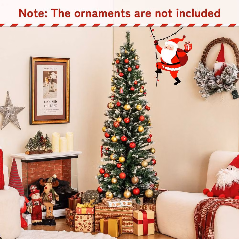 Costway 6 FT Pre-lit Artificial Christmas Tree with Switchable LED in Green – 3