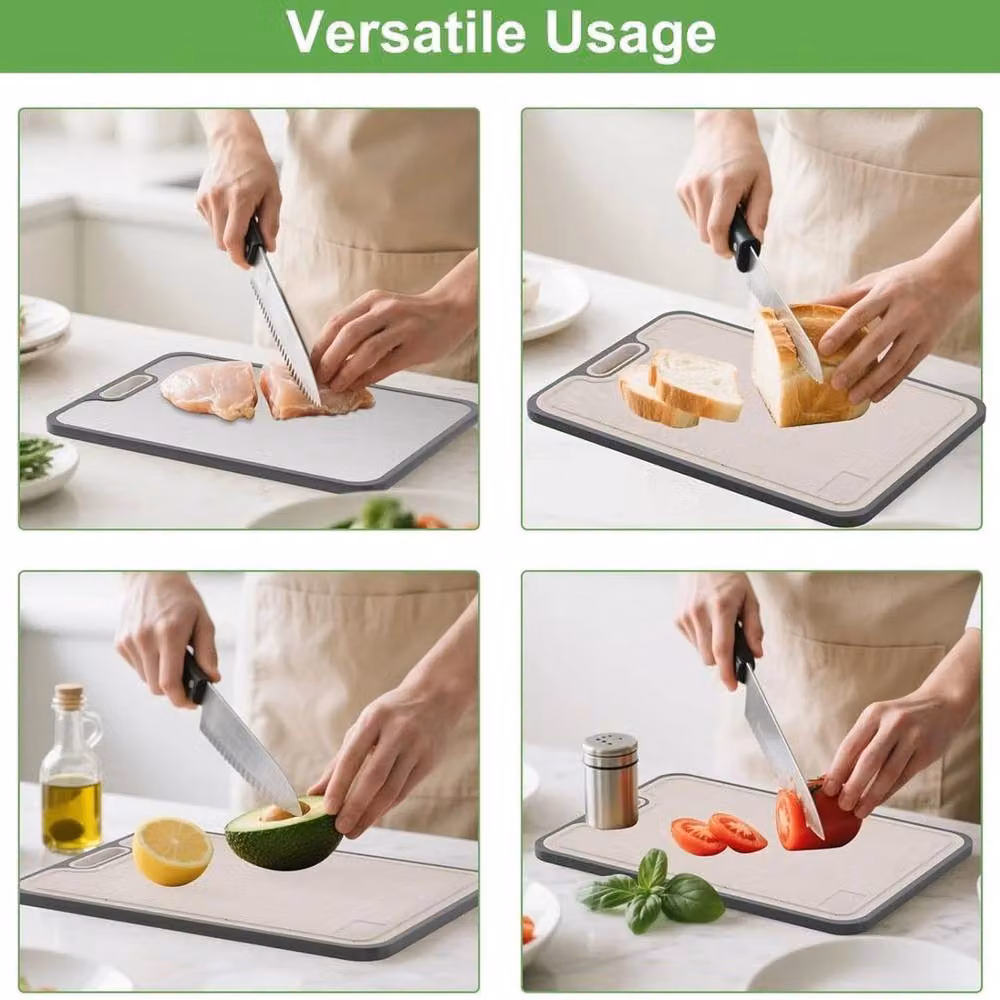 PAWNORA Reversible Double-Sided Rectangular Metal Chopping Boards in Silver – 4