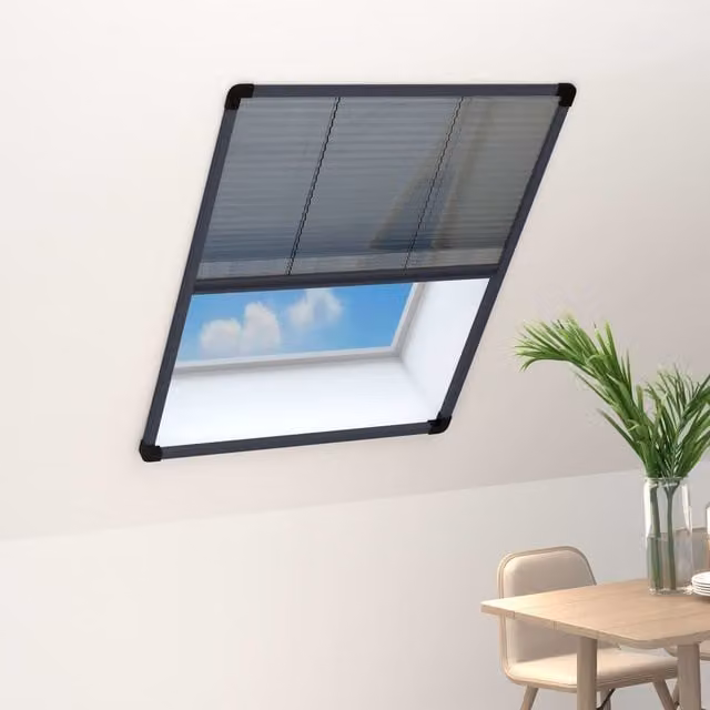 Berkfield Home Pleated Insect Screen for Windows, Aluminium, Anthracite and Black, W: 60 cm, H: 80 cm – 1