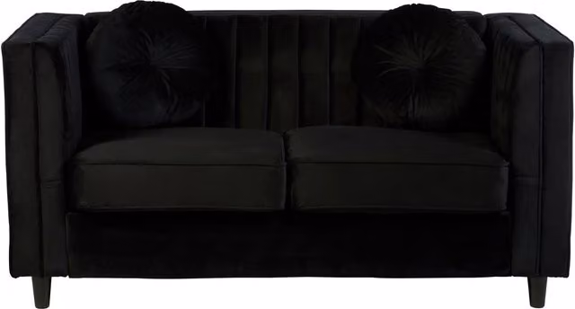 Orsina Farah Two Seat Black Velvet Sofa