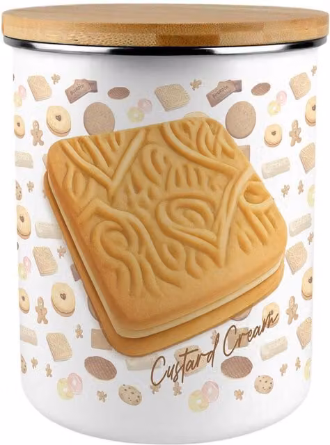 Purely Home Custard Cream Biscuits Novelty Extra Large Ceramic Storage Canister, Multicoloured