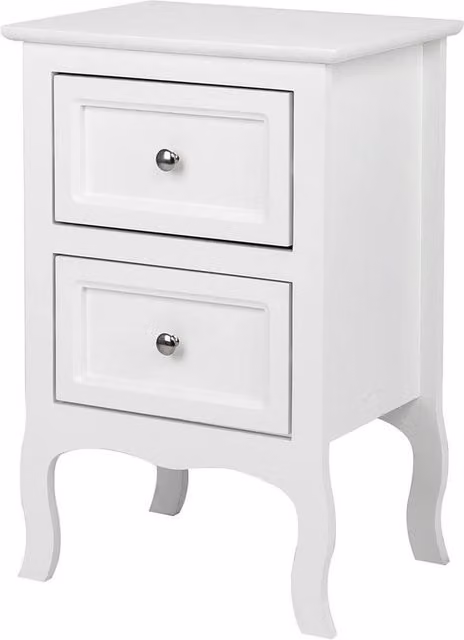 KORVIXA 2-Drawer Small Bedroom Side Table in White, W/D/H: 100 x 100 x 60.1 cm