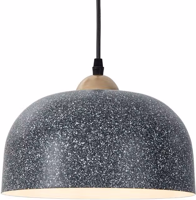 COSTWAY Modern Grey Dome Hanging Ceiling Pendant Light with Adjustable Height and Replaceable E27 Bulb