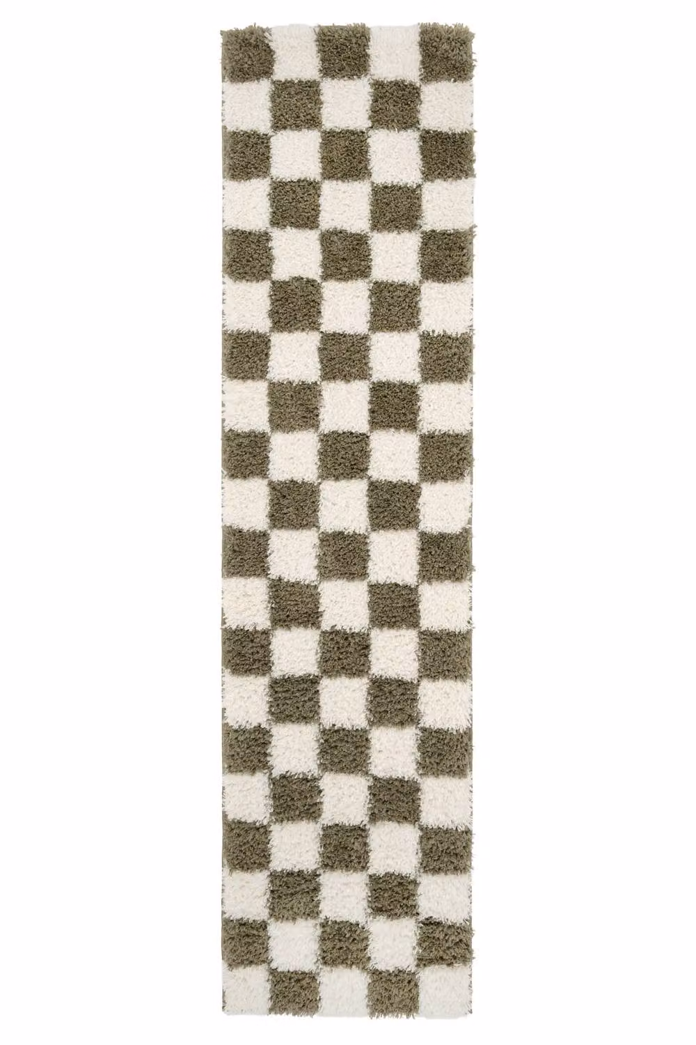 Kukoon Green and Beige Shaggy Checkerboard Living Room Area Rug, W: 280 cm, D: 380 cm – 11